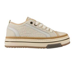 Represent Mens HTN Logo Leather Low Cut Sneakers / Vintage White